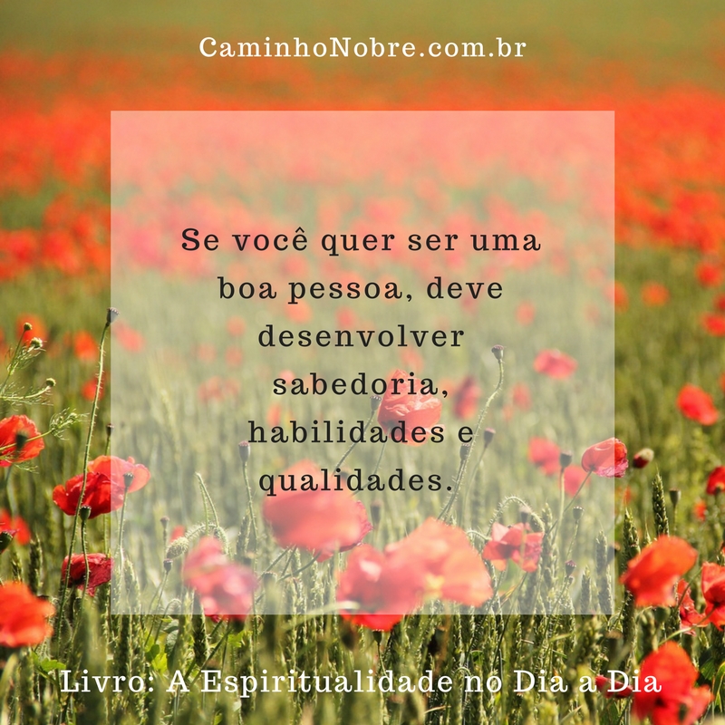 Se você quer ser uma boa pessoa deve desenvolver sabedoria, habilidades e qualidades