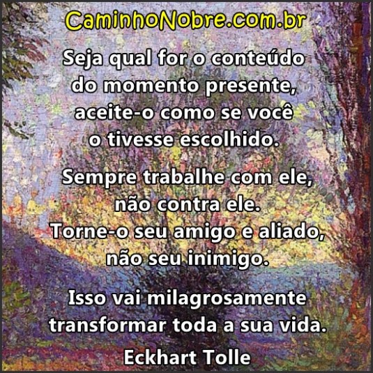 Aceite a realidade, trate-a como aliada. aceitar Eckhart Tolle 