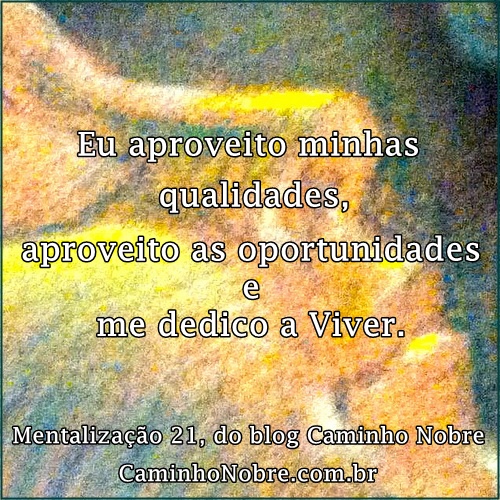 Eu aproveito minhas qualidades, aproveito as oportunidades e me dedico a Viver.