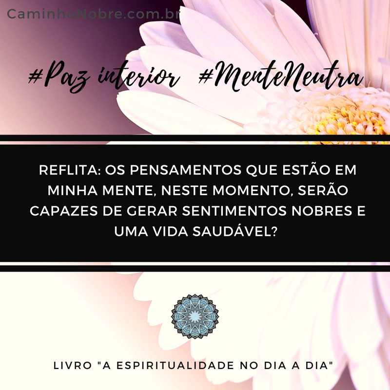 Reflita: os pensamentos que estão em minha mente, neste momento, serão capazes de gerar sentimentos nobres e uma vida saudável? Desocupe sua mente