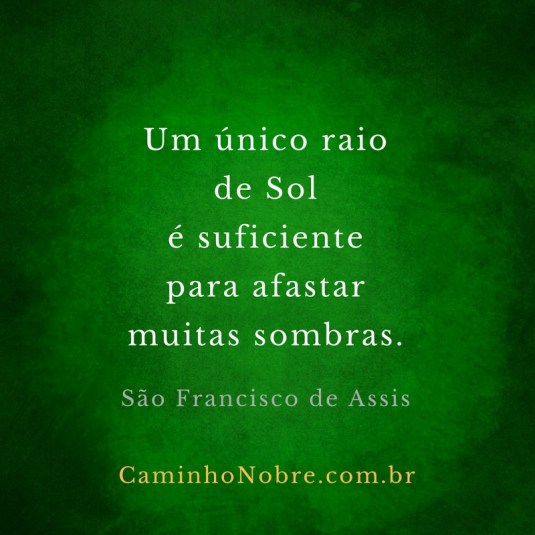 Um único raio de Sol é suficiente para afastar muitas sombras. São Francisco de Assis